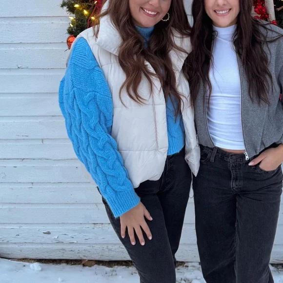 Topshop Knitted High Neck Cable Crop Top Sweater - Picture 4 of 4